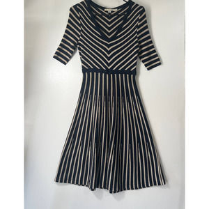 Boden Black and Cream Striped Dress